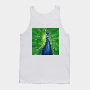 Grungy Semi Abstract Peacock Painting Tank Top